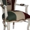 Casa Padrino Barock Esszimmer Stuhl mit Armlehnen Italien / Weiß - Antik Stil