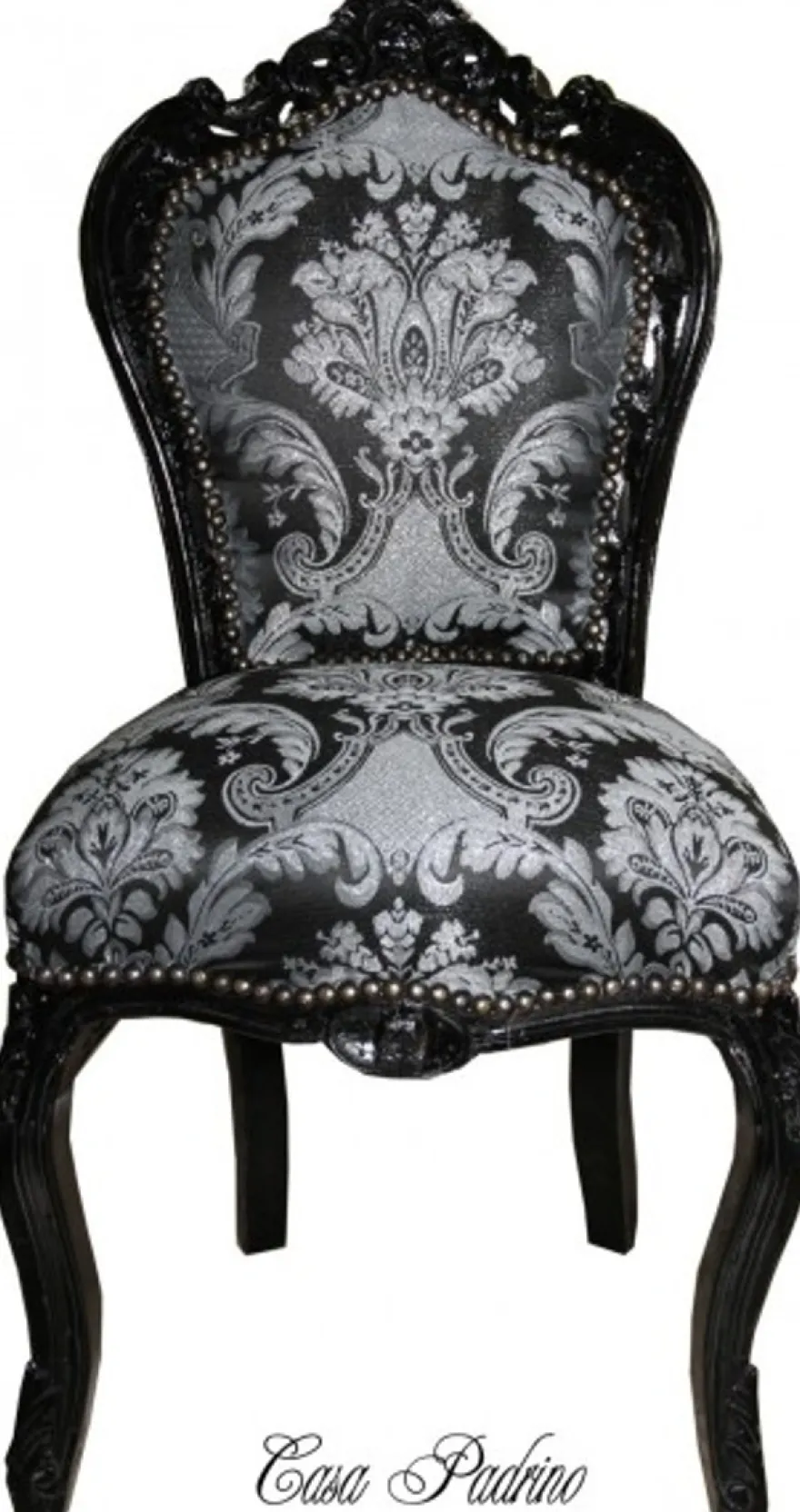 Casa Padrino Barock Esszimmer Stuhl Paisley Muster in Schwarz - 108 x 53 x 57 cm - Antik Stil Luxus Stuhl