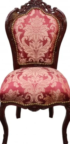 Casa Padrino Barock Esszimmer Stuhl Bordeaux Muster / Braunrot - Antik Möbel - Limited Edition