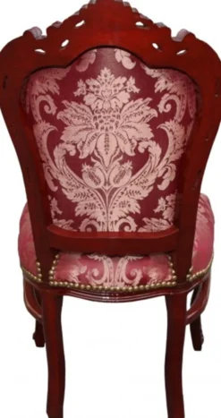 Casa Padrino Barock Esszimmer Stuhl Bordeaux Muster / Braunrot - Antik Möbel - Limited Edition
