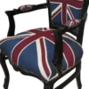 Casa Padrino Barock Esszimmer Stuhl mit Armlehnen Union Jack / Schwarz - Antik Stil Möbel