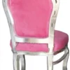 Casa Padrino Barock Esszimmerstuhl Pink/Silber ohne Armlehnen