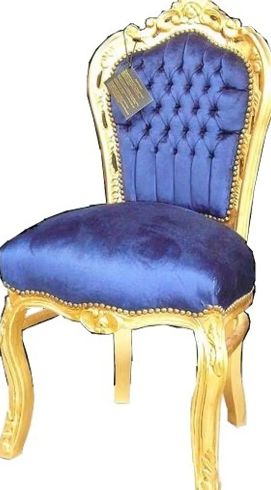 Casa Padrino Barock Esszimmer Stuhl Royalblau / Gold