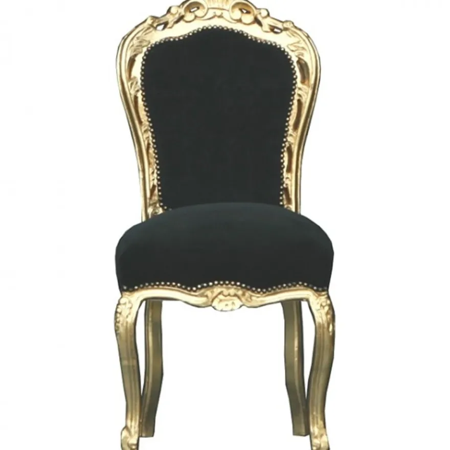 Casa Padrino Barock Esszimmer Stuhl Schwarz / Gold - Möbel Antik Stil - Esszimmerstuhl