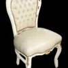 Casa Padrino Barock Esszimmer Stuhl Creme/Gold Lederoptik Mod1 - Möbel Antik Stil - Limited Edition