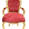 Casa Padrino Barock Esszimmer Stuhl Bordeaux / Gold mit Armlehnen ´- Möbel Interior - Handgefertigt im Antik Stil