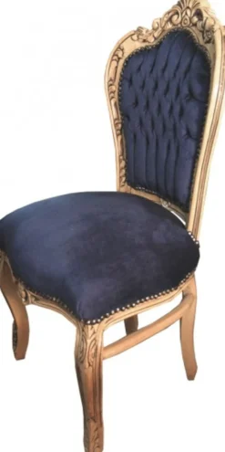 Casa Padrino Barock Esszimmer Stuhl Royalblau / Wood - Möbel