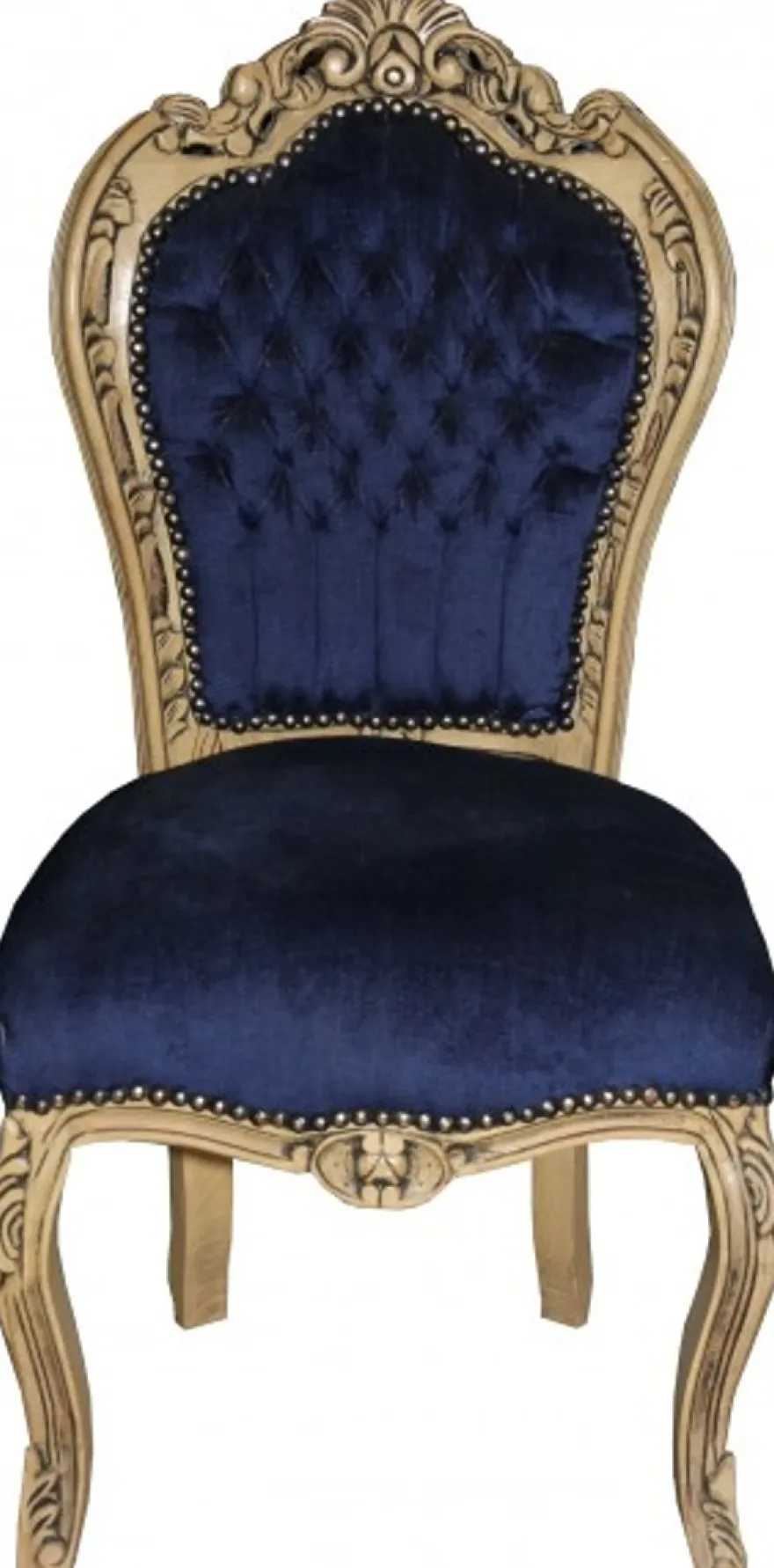 Casa Padrino Barock Esszimmer Stuhl Royalblau / Wood - Möbel