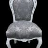 Casa Padrino Barock Esszimmer Stuhl Grau Muster /Weiss ohne Armlehnen - Antik Möbel - Limited Edition