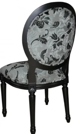Casa Padrino Barock Esszimmer Stuhl Mod2 Blumenmuster / Antik Schwarz - Möbel