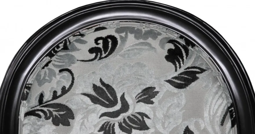 Casa Padrino Barock Esszimmer Stuhl Mod2 Blumenmuster / Antik Schwarz - Möbel