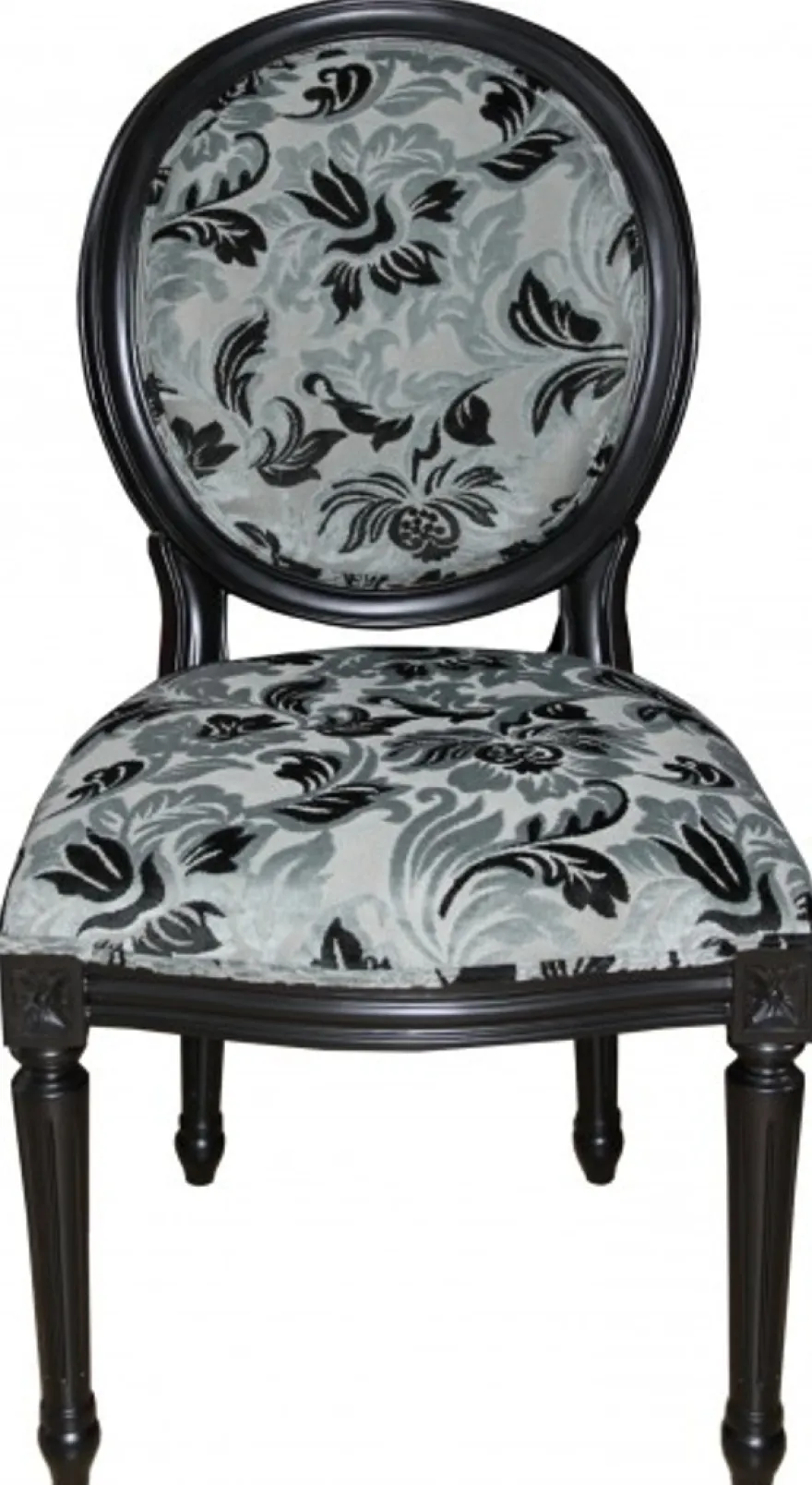 Casa Padrino Barock Esszimmer Stuhl Mod2 Blumenmuster / Antik Schwarz - Möbel