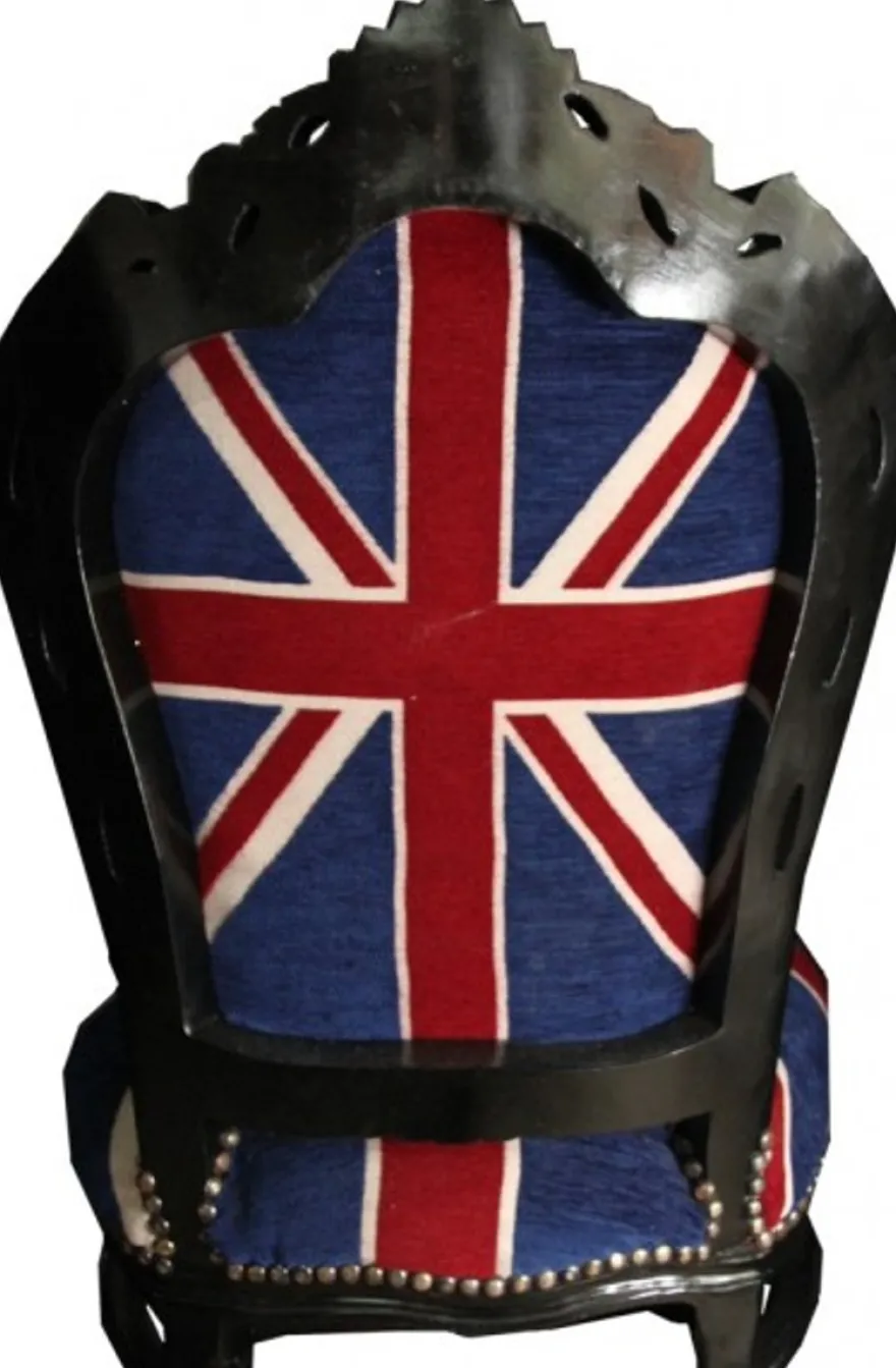 Casa Padrino Barock Esszimmer Stuhl Union Jack / Schwarz - Möbel Antik Stil