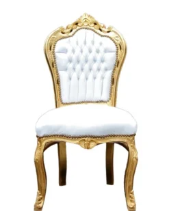 Casa Padrino Barock Esszimmer Set Weiß/Gold - Esstisch + 6 Stühle
