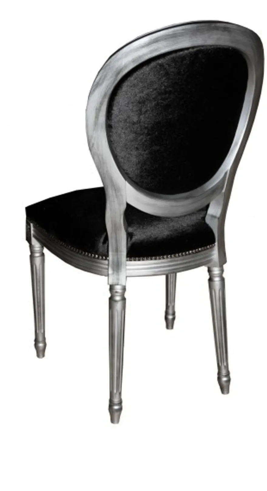Casa Padrino Barock Esszimmer Stuhl Schwarz / Silber - Designer Stuhl - Luxus Qualität