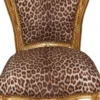 Casa Padrino Barock Esszimmer Set Leopard/Gold - Esstisch + 6 Stühle ohne Armlehnen