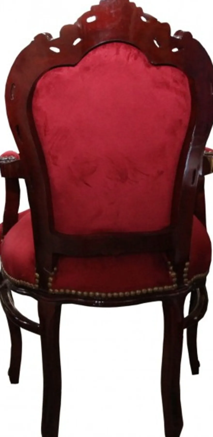 Casa Padrino Barock Esszimmer Stuhl mit Armlehnen Bordeaux / Braunrot