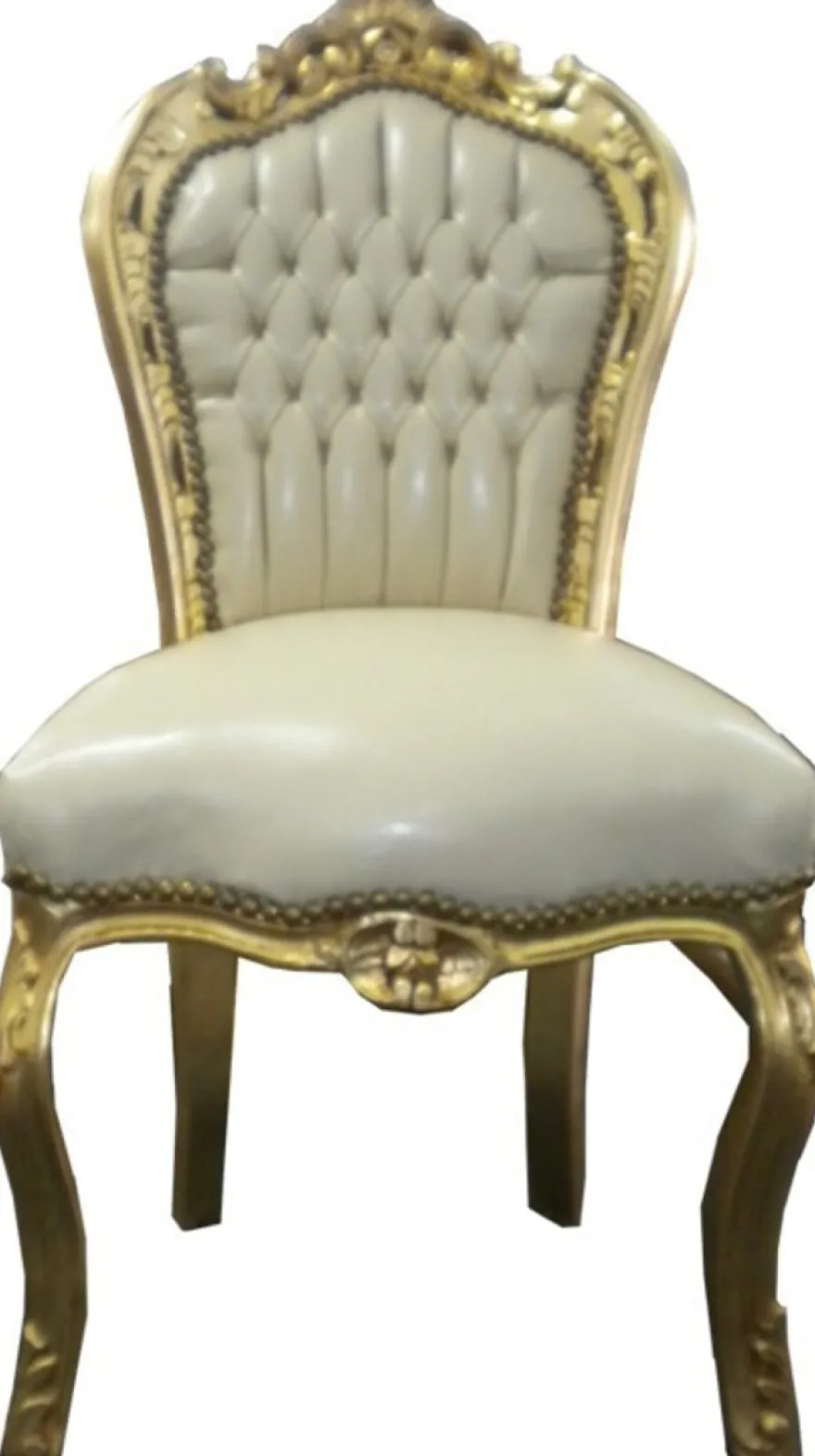 Casa Padrino Barock Esszimmer Stuhl Creme / Gold - Möbel