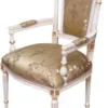 Casa Padrino Barock Esszimmerstuhl Gold / Cremefarben / Gold - Handgefertigter Antik Stil Stuhl mit Armlehnen - Esszimmer Möbel im Barockstil