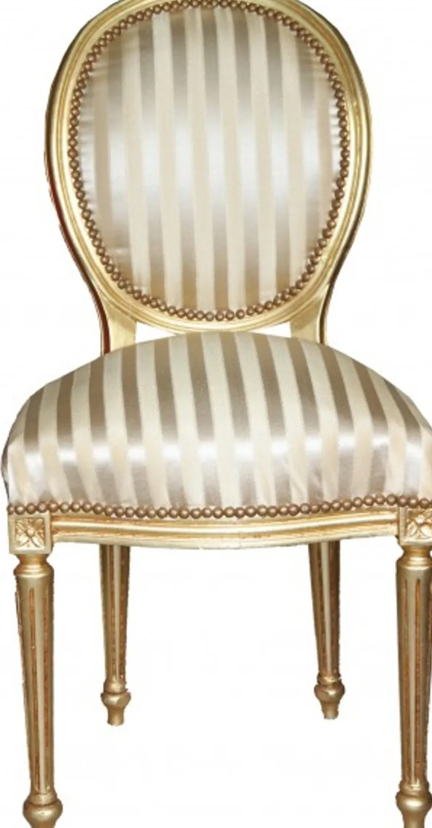 Casa Padrino Barock Esszimmer Stuhl Gold / Gold Mod2 / Rund - Möbel Interior Einrichtung