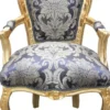 Casa Padrino Barock Esszimmer Stuhl Royalblau Muster / Gold mit Armlehnen - Möbel