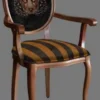 Casa Padrino Barock Esszimmerstuhl Schwarz / Gold / Braun - Handgefertigter Antik Stil Stuhl mit Armlehnen - Esszimmer Möbel im Barockstil