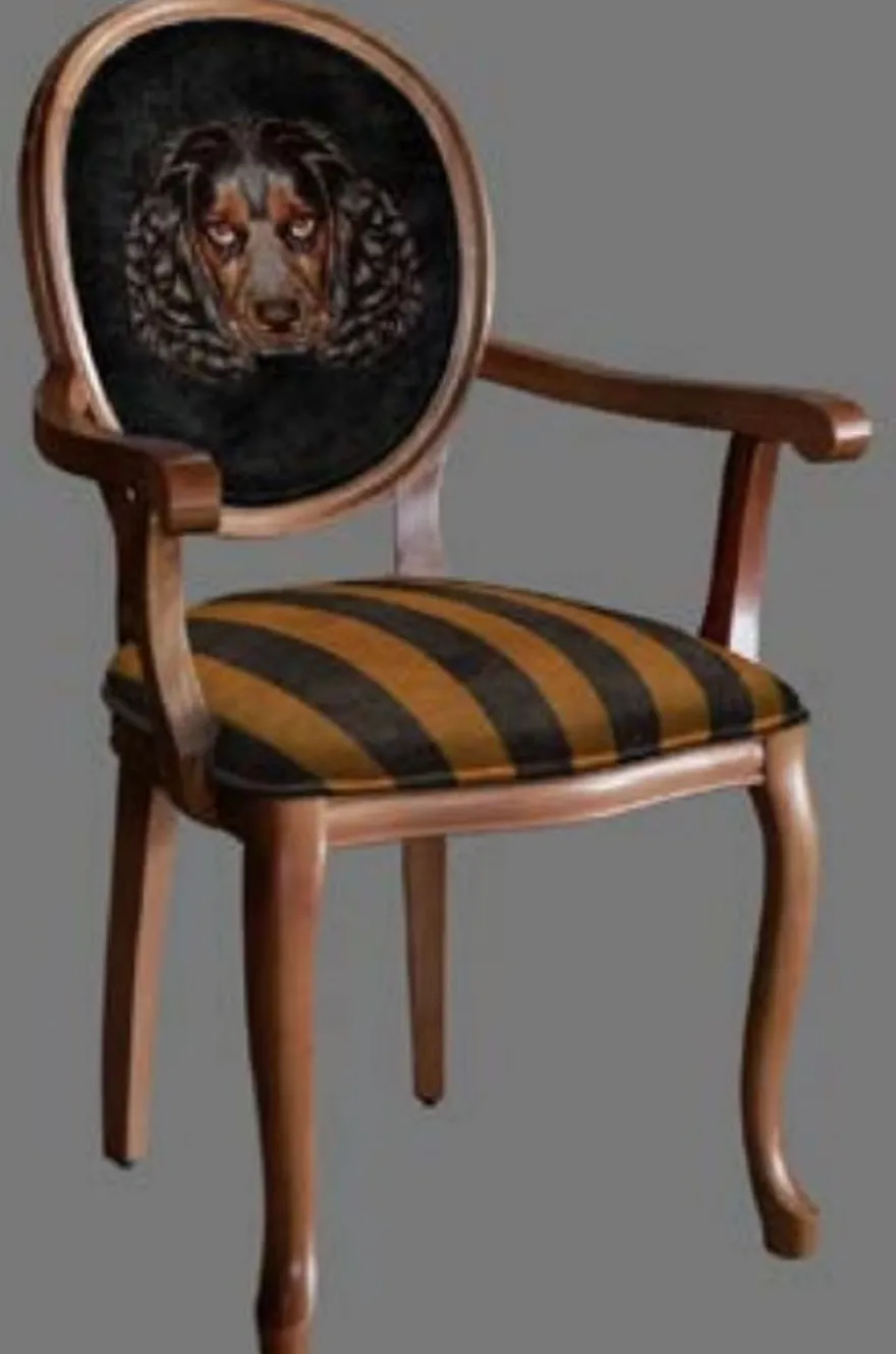 Casa Padrino Barock Esszimmerstuhl Schwarz / Gold / Braun - Handgefertigter Antik Stil Stuhl mit Armlehnen - Esszimmer Möbel im Barockstil
