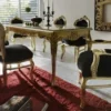 Casa Padrino Barock Esszimmer Set im Antik Stil - Esstisch und 6 Stühle in Schwarz / Gold - 200 cm x 88 cm x 84 cm