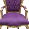Casa Padrino Barock Esszimmer Stuhl mit Armlehnen Lila / Gold