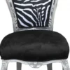 Casa Padrino Barock Esszimmer Stuhl Schwarz / Weiß / Silber ohne Armlehnen - Antik Möbel Zebra