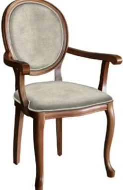 Casa Padrino Barock Esszimmerstuhl Grau / Braun - Handgefertigter Antik Stil Stuhl mit Armlehnen - Esszimmer Möbel im Barockstil