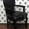Casa Padrino Barock Esszimmer Stuhl mit Armlehnen Schwarz Lederoptik / Schwarz - Möbel
