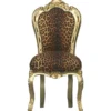 Casa Padrino Barock Esszimmer Stuhl Leopard / Gold - Möbel