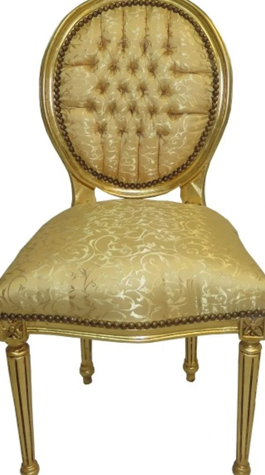 Casa Padrino Barock Esszimmer Stuhl Gold Muster / Gold Mod2 Rund