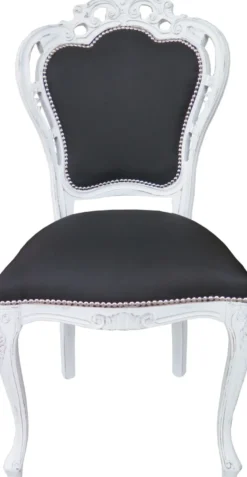 Casa Padrino Barock Esszimmer Stuhl ohne Armlehnen Schwarz / Antik Weiß - Designer Stuhl - Luxus Qualität