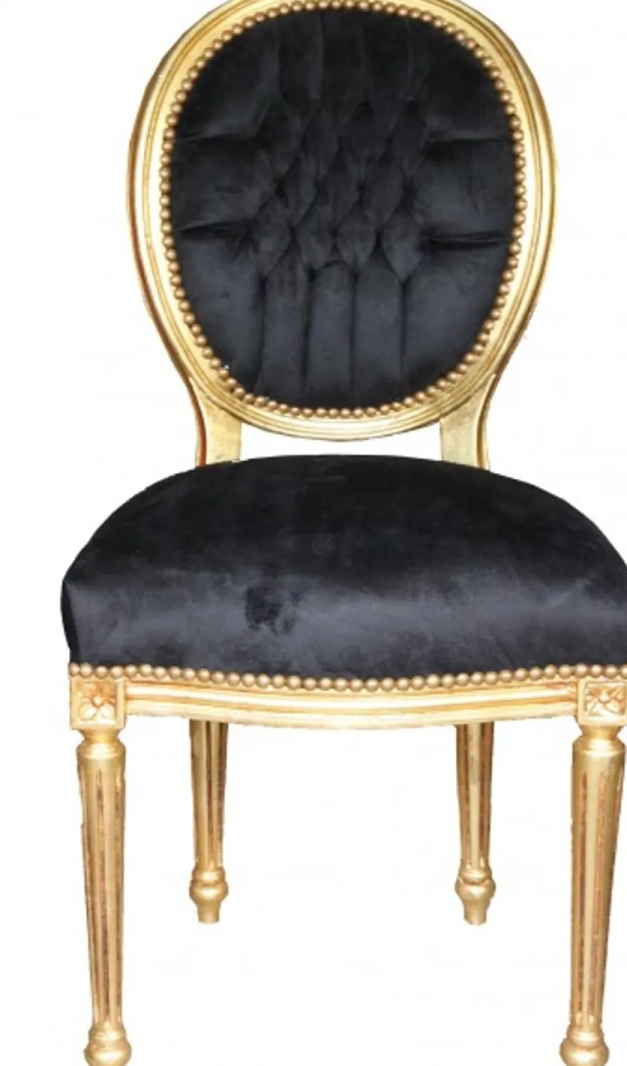 Casa Padrino Barock Esszimmer Stuhl Schwarz / Gold / Mod2/ Rund