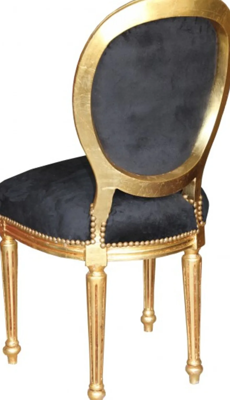 Casa Padrino Barock Esszimmer Stuhl Schwarz / Gold / Mod2/ Rund