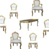 Casa Padrino Barock Esszimmer Set Gold/Weiss - Esstisch + 6 Stühle