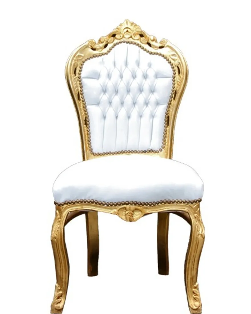 Casa Padrino Barock Esszimmer Set Gold/Weiss - Esstisch + 6 Stühle