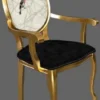 Casa Padrino Barock Esszimmerstuhl Schwarz / Mehrfarbig / Gold - Handgefertigter Antik Stil Stuhl mit Armlehnen - Esszimmer Möbel im Barockstil