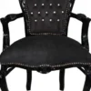 Casa Padrino Barock Esszimmer Stuhl Schwarz / Schwarz mit Armlehnen und Bling Bling Glitzersteinen - Limited Edition