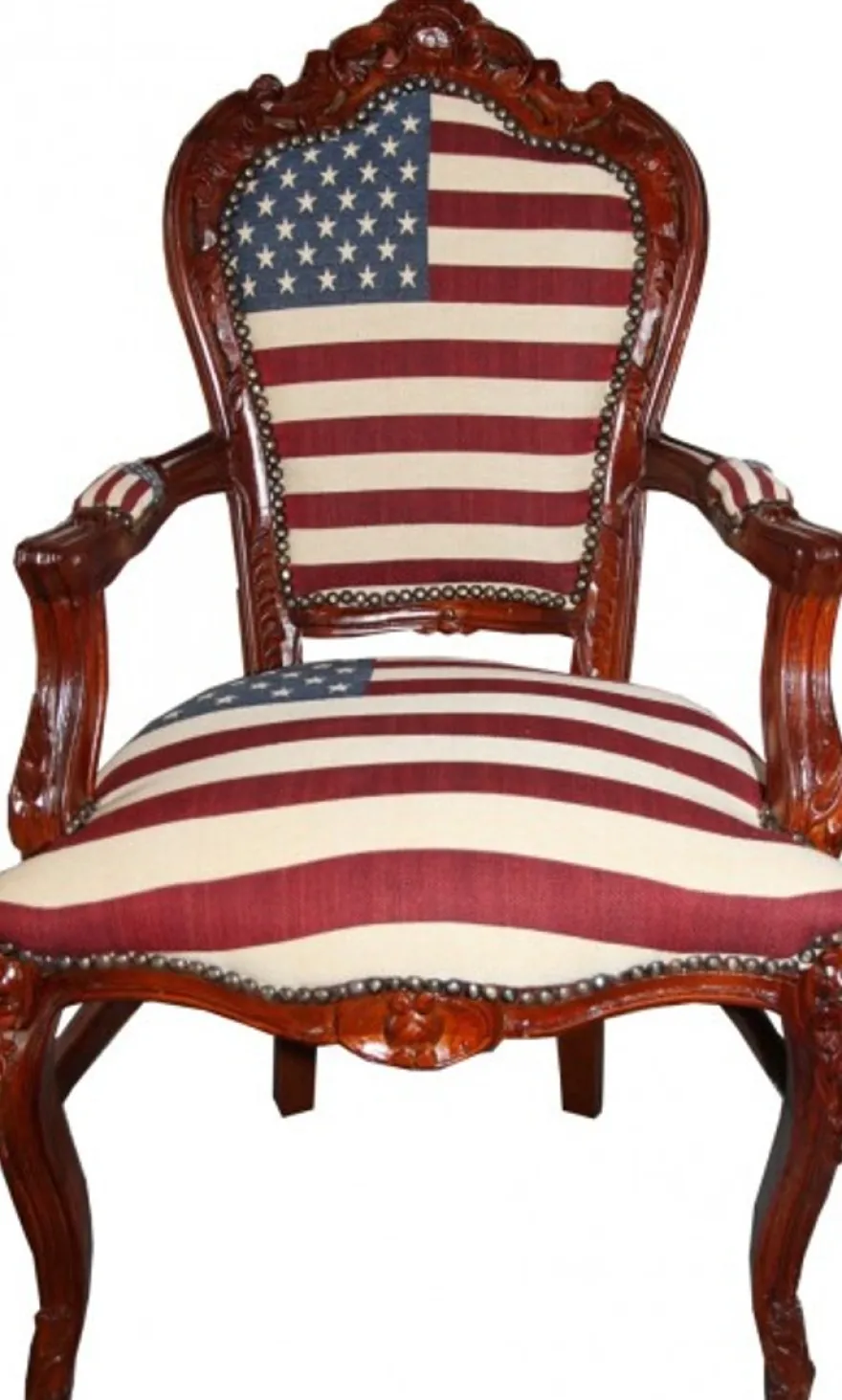 Casa Padrino Barock Esszimmer mit Armlehnen USA / Mahagony Braun Antik Stil