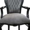 Casa Padrino Barock Esszimmer Stuhl Grau / Schwarz mit Armlehnen und Bling Bling Glitzersteinen - Limited Edition
