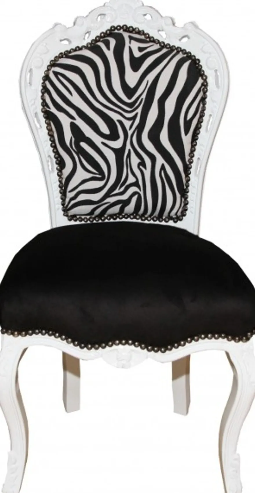 Casa Padrino Barock Esszimmer Stuhl Schwarz / Zebra / Weiss- Antik Möbel - Möbel