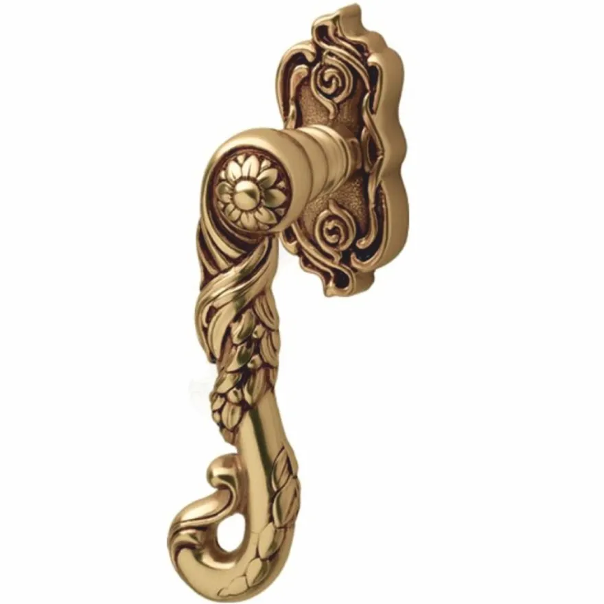 Casa Padrino Barock Fensterklinke Französisches Gold 3,6 x 15,5 cm - Prunkvoller Messing Fenstergriff - Barock Deko Accessoires - Made in Italy