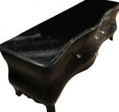 Casa Padrino Barock Fernsehkommode Luxus Sideboard Schwarz Hochglanz 173 x 62 x 52 cm