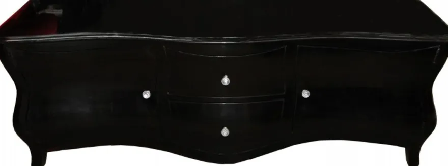 Casa Padrino Barock Fernsehkommode Luxus Sideboard Schwarz Hochglanz 173 x 62 x 52 cm