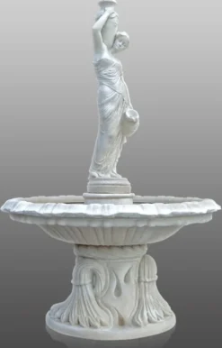 Casa Padrino Barock Fontäne / Springbrunnen Dame mit Wasserkrügen Ø 145 x H. 225 cm - Gartenbrunnen