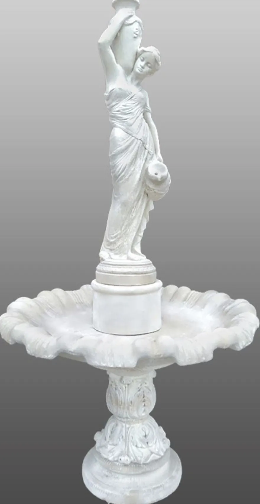 Casa Padrino Barock Fontäne / Springbrunnen Dame mit Wasserkrügen Ø 130 x H. 239 cm - Gartenbrunnen