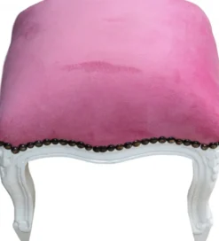 Casa Padrino Barock Fußhocker Rosa / Weiß - Antik Stil Möbel - Hocker